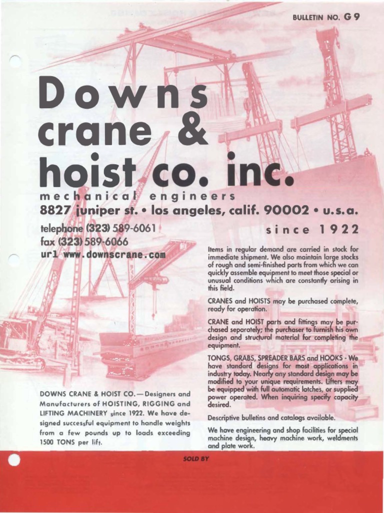 Downs Crane & Hoist Overview | PDF | Crane (Machine) | Mechanical ...