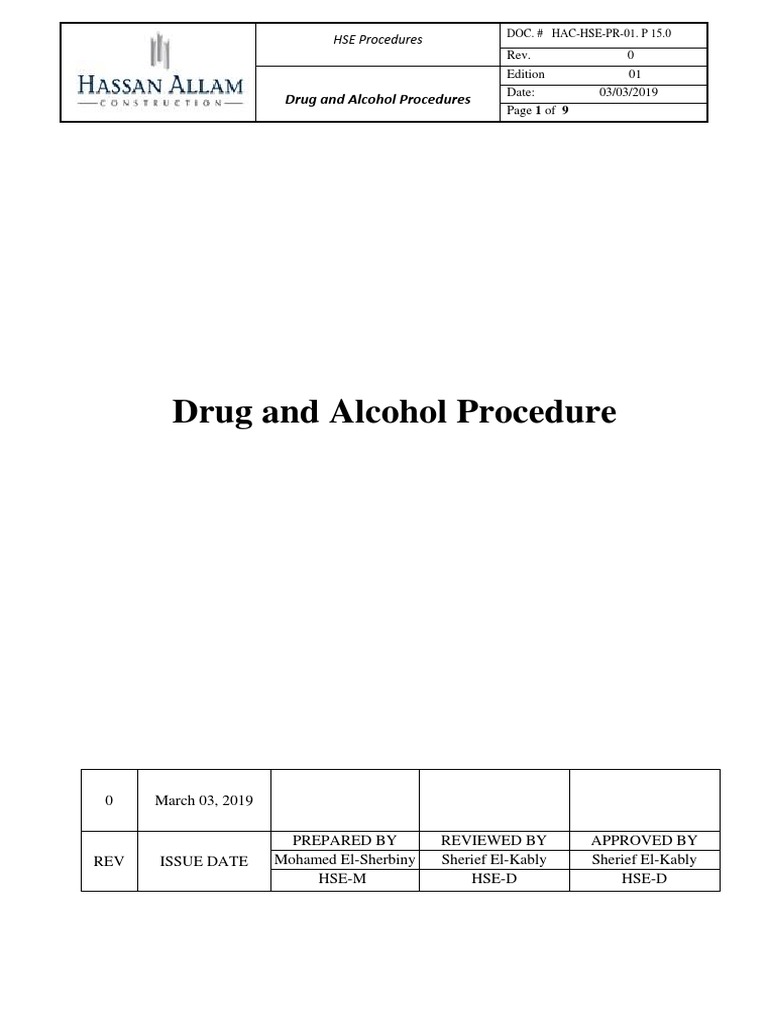 15 Drug and Alcohol Procedure PDF Drug Test Pharmacy