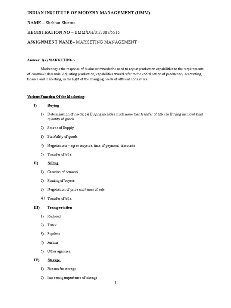 Marketing Management Overview | PDF | Sales | Market Segmentation