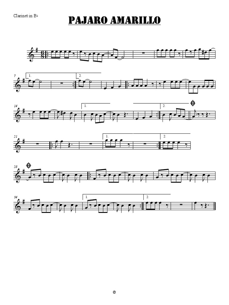 An lisis Del P jaro Amarillo En Clarinete PDF