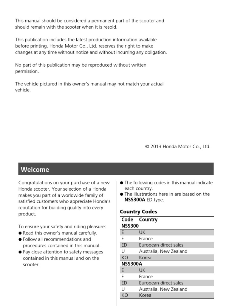 Honda Forza 300 Owner's Manual | PDF | Anti Lock Braking System