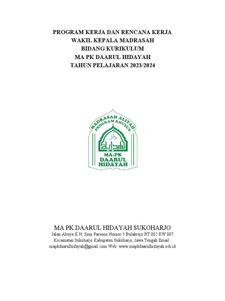 Program Kerja Waka Kurikulum 2023/2024 | PDF