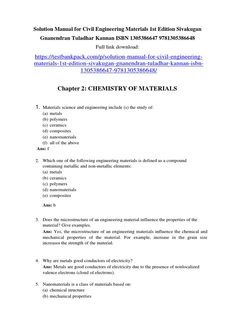 Chemistry of Civil Engineering Materials | PDF | Ceramics | Materials ...
