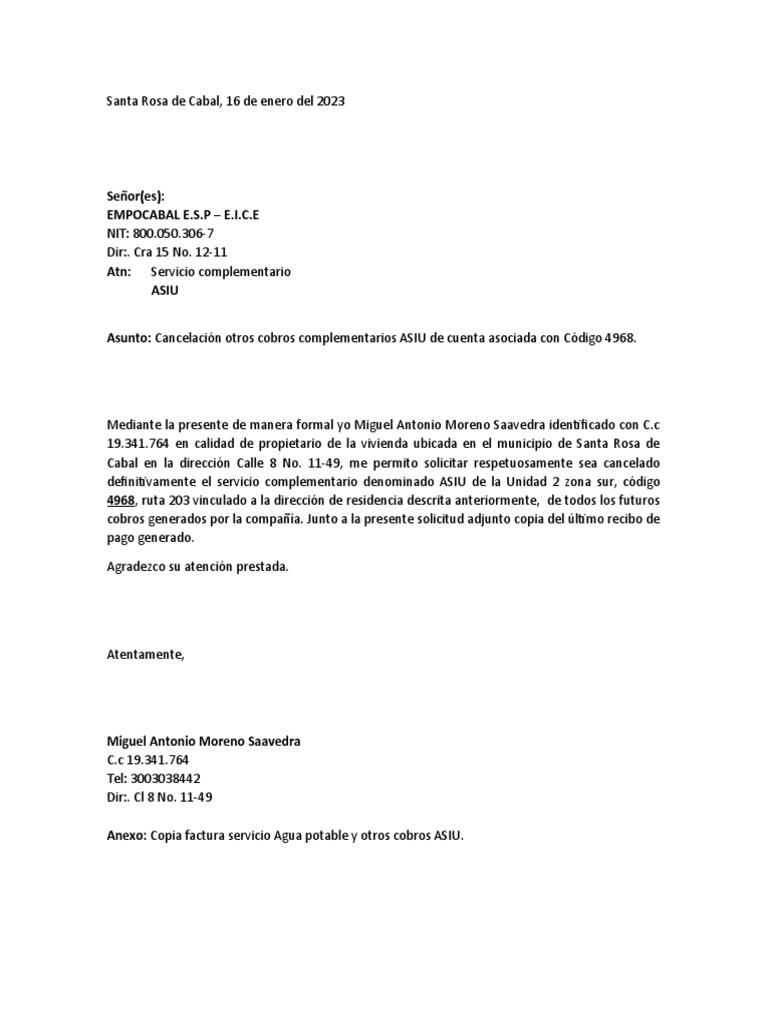 Solicitud de Cancelación ASIU | PDF | Derecho | Hogar, jardinería y ...