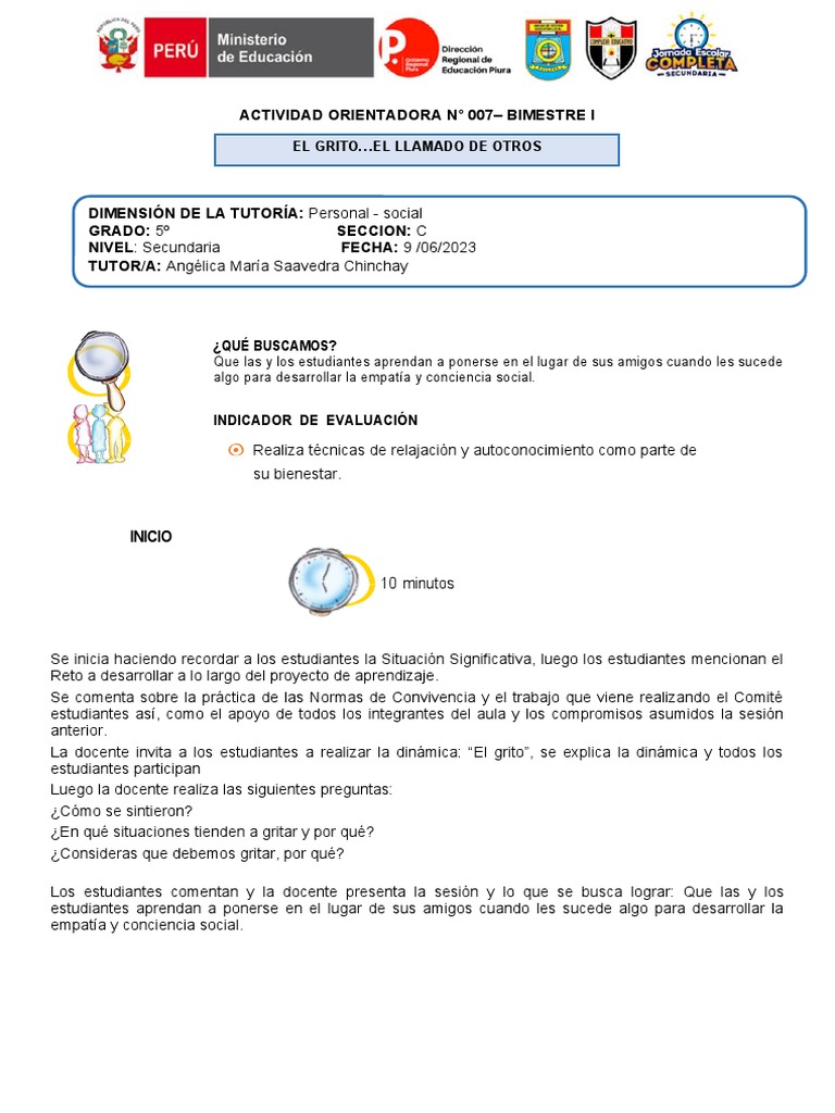 Sesion 7 - Tutoria 4º A | PDF | Crecimiento personal y profesional