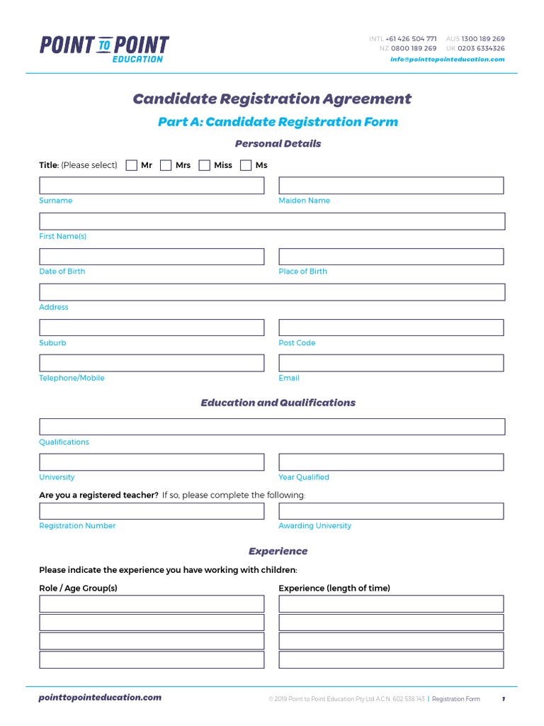 Point To Point Registration Form 0220 | PDF | Indemnity | Mental Disorder