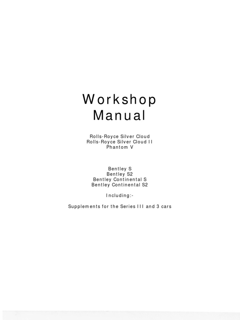 Bentley s1 Workshop Manual 1 | PDF | Steering | Transmission