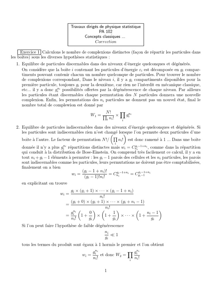 Physique statistique : Complexions et Entropie | PDF | Entropie ...