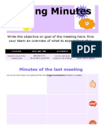 Meeting Minutes Doc in Purple Pink Yellow Bold Style