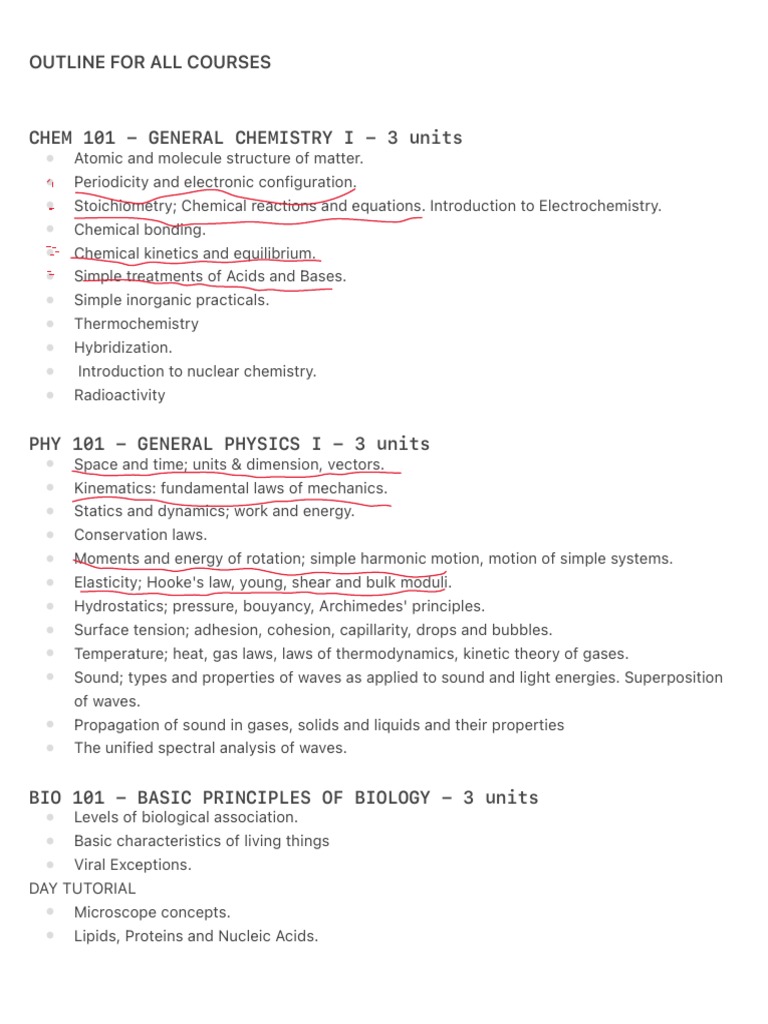 Outline For All Courses | PDF | Vector Space | Chemistry