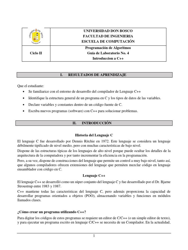 Guía de C++: Estructura y Compilación | PDF | C ++ | Lenguaje de ...