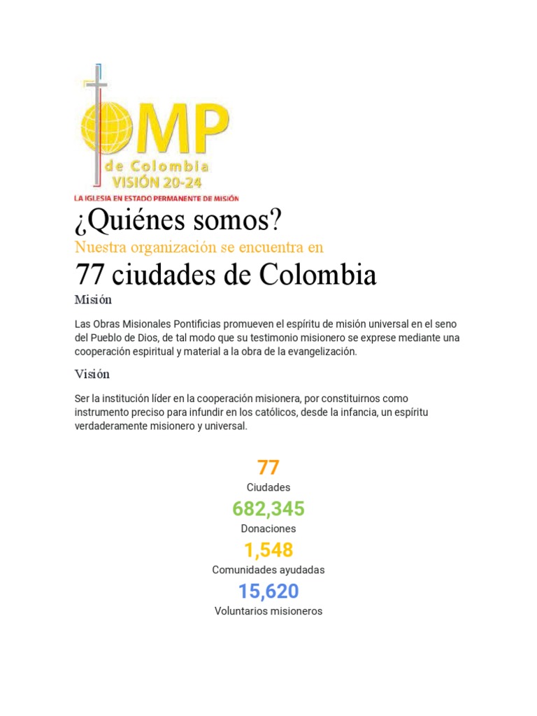 Juventud Misionera en Colombia | PDF | Misionero | Iglesia Católica