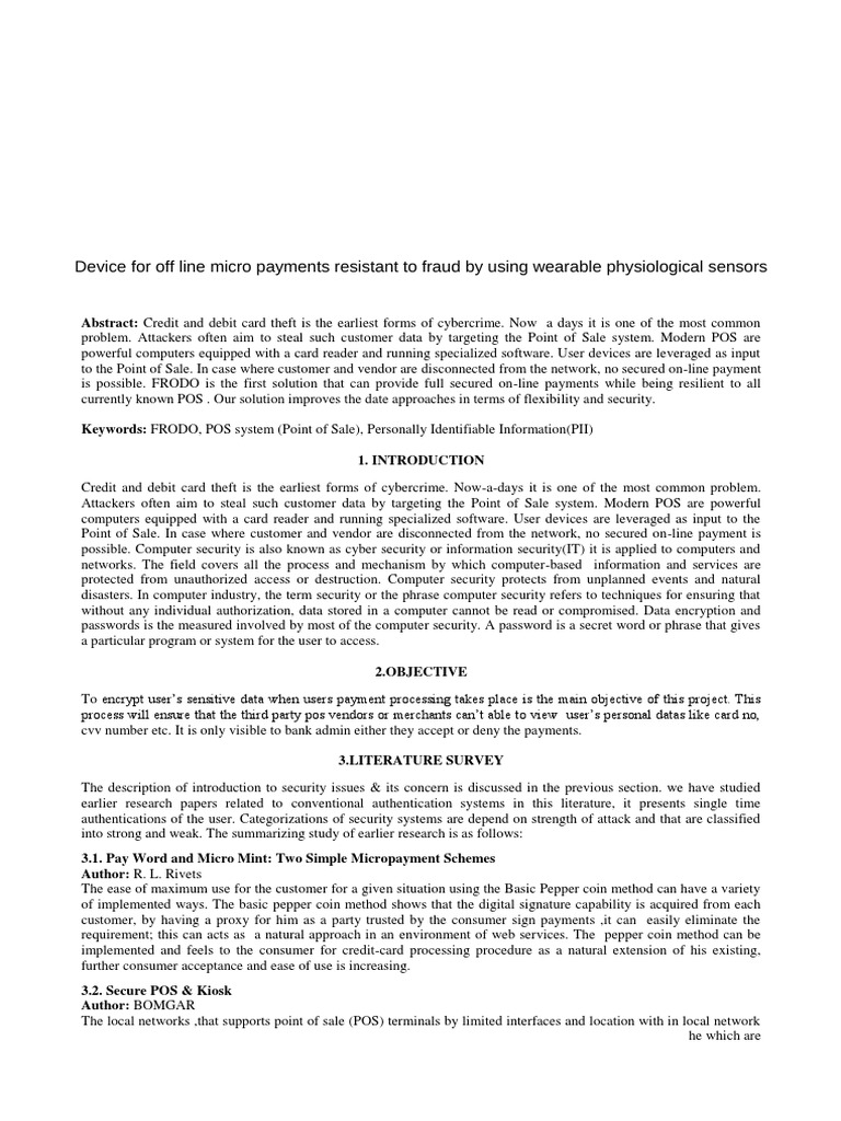 Device for off line micro payments resistant to fraud by using wearable