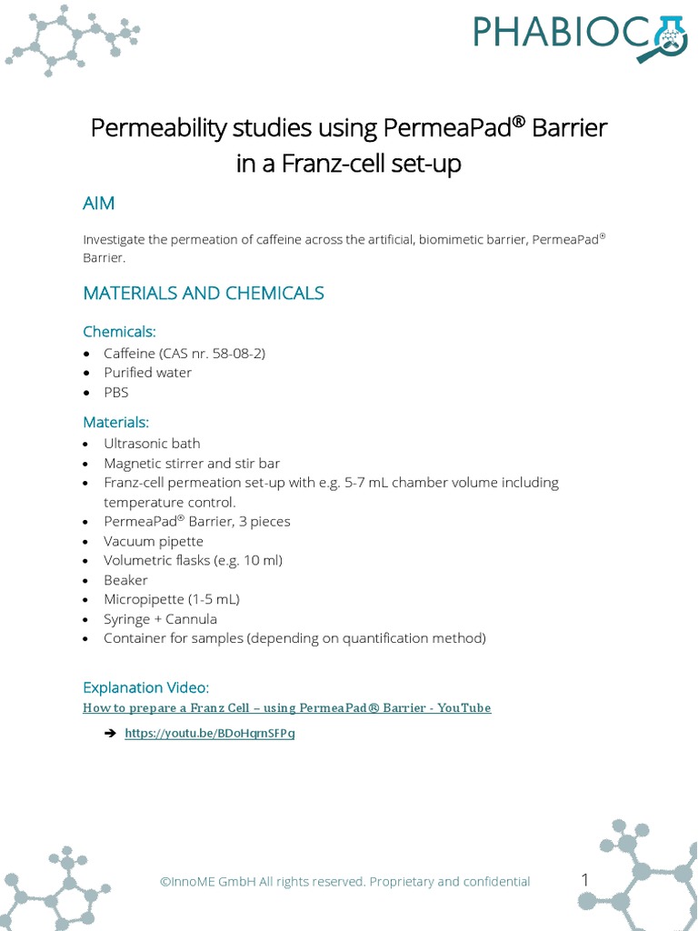 FranzCell PermeaPad PHABIOC PDF Physical Sciences Chemistry