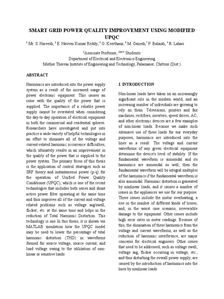 UPQC for Power Quality Enhancement | PDF | Power Inverter | Physical ...