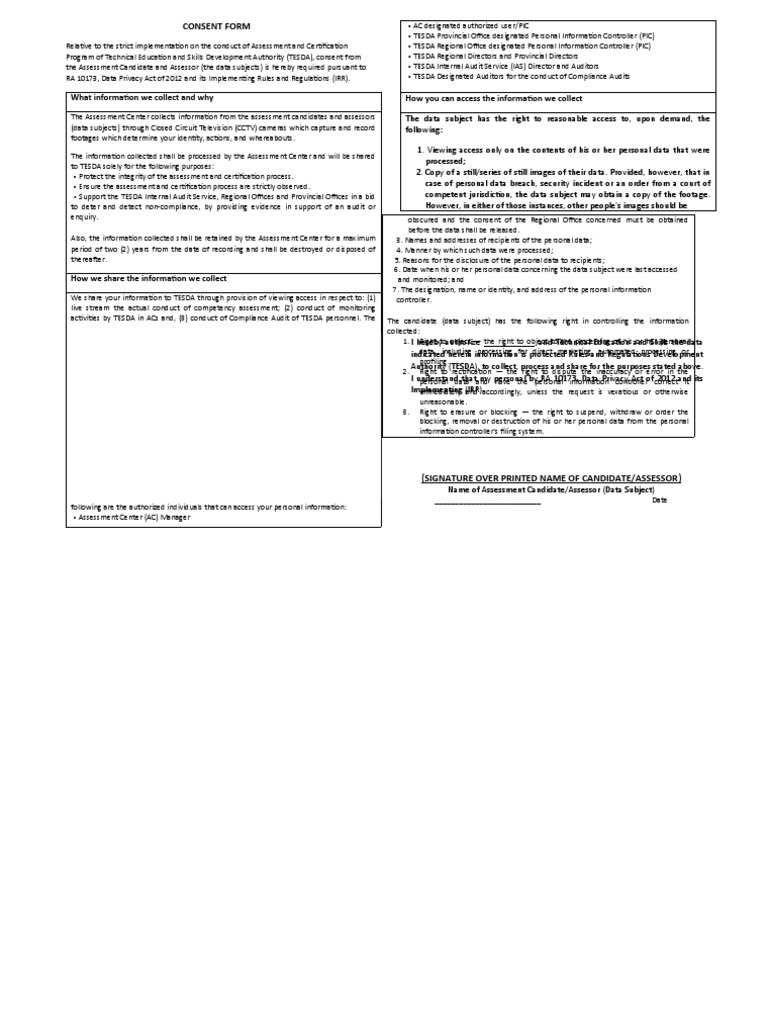 AC Consent Form 1 | PDF | Audit | Information