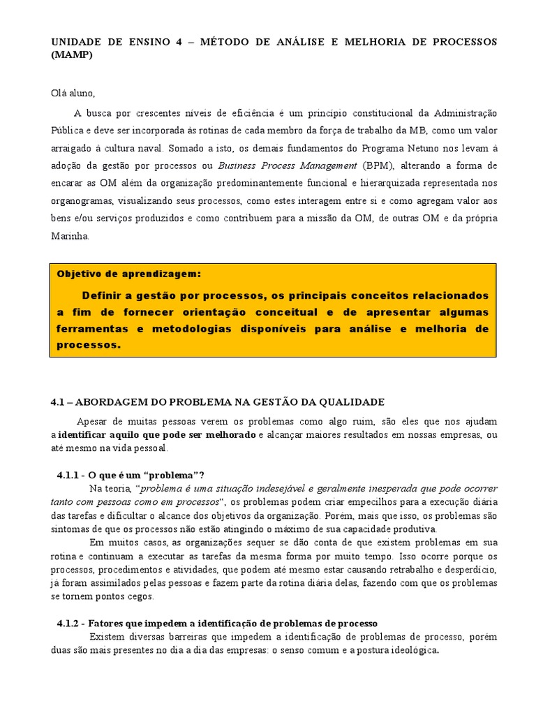 MAMP: Análise e Melhoria de Processos | PDF | Avaliação comparativa ...