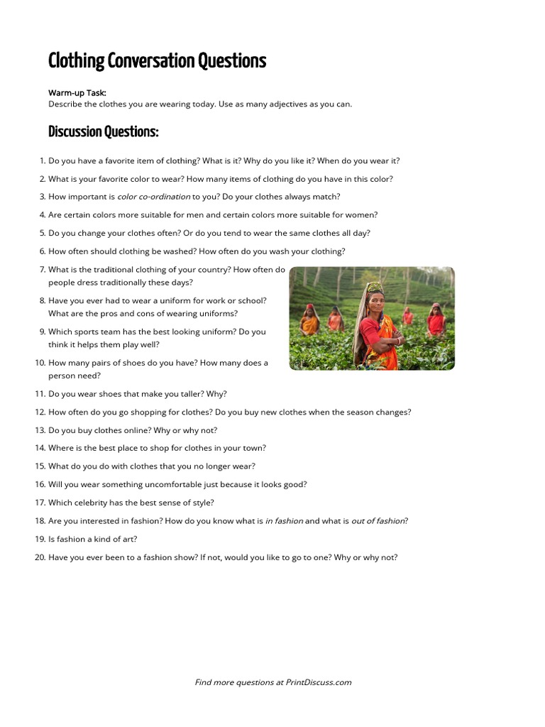 Clothing Questions PDF