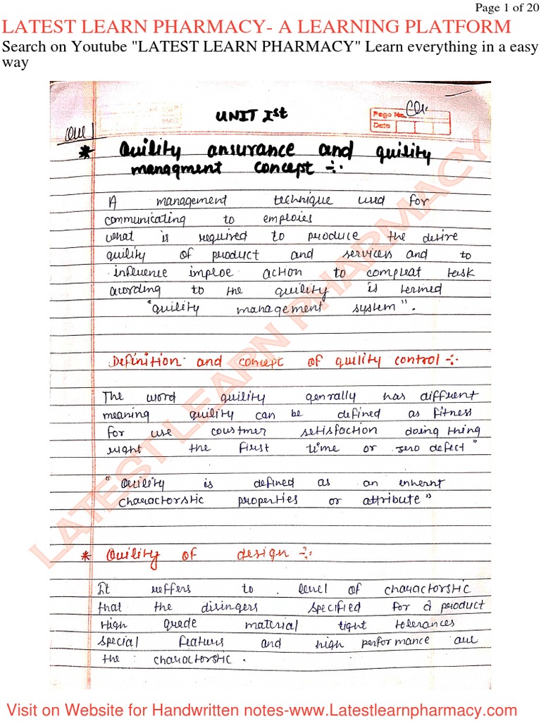 Unit 1 Pharmaceutical Quality Assurance B.Pharmacy 6th Semester by ...