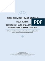 Kursus Pengurusan Sumber Manusia & Akta Kerja 1955