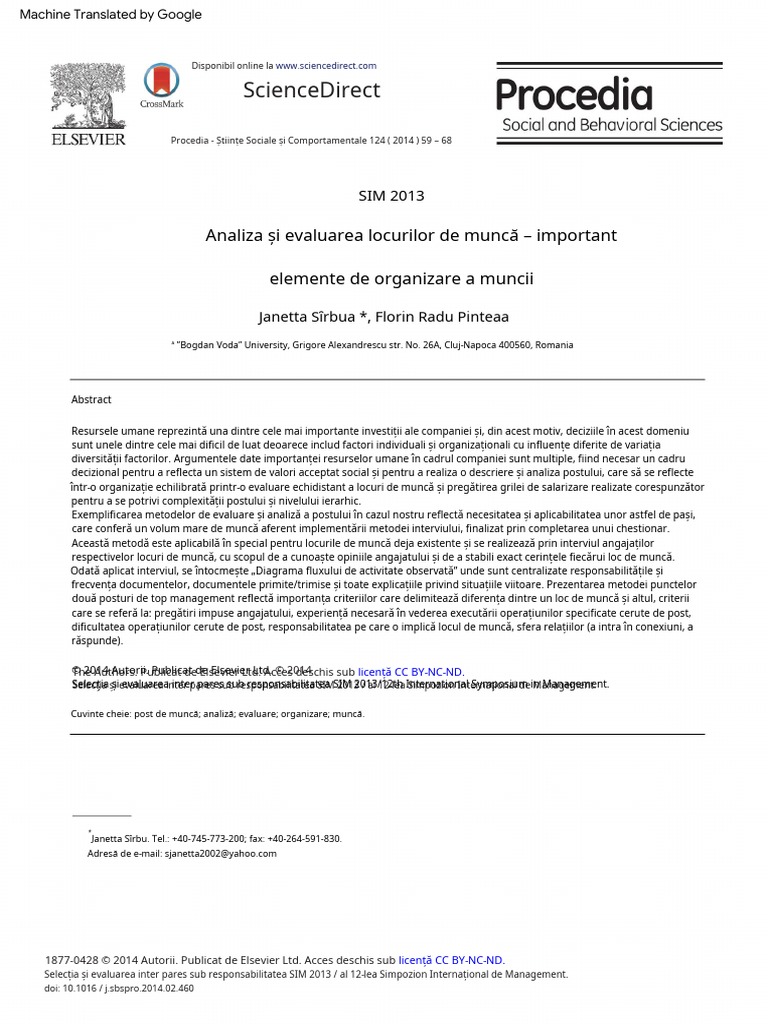 1 - Analiza Si Evaluarea Locurilor de Munca | PDF