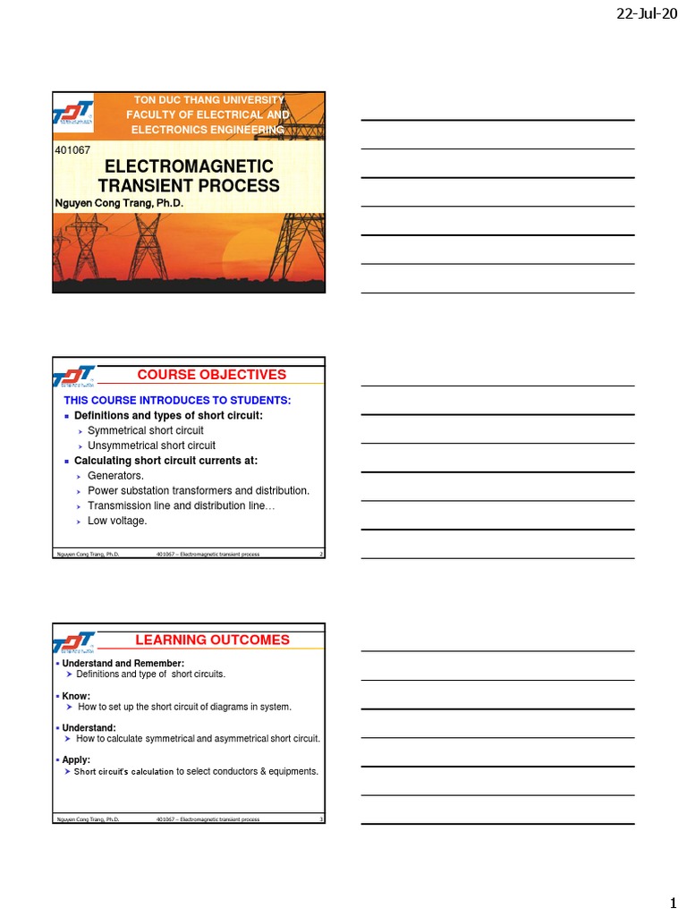 Electromagnetic Transient Process Course | PDF | Electrical Network ...