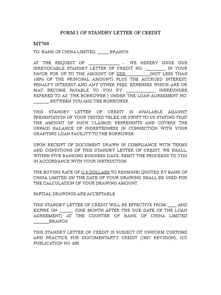 Standby Letter of Credit Guide | PDF | Letter Of Credit | Finance & Money  Management