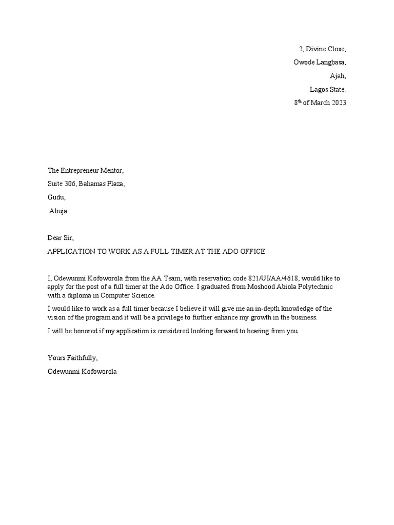 Application Letter | PDF