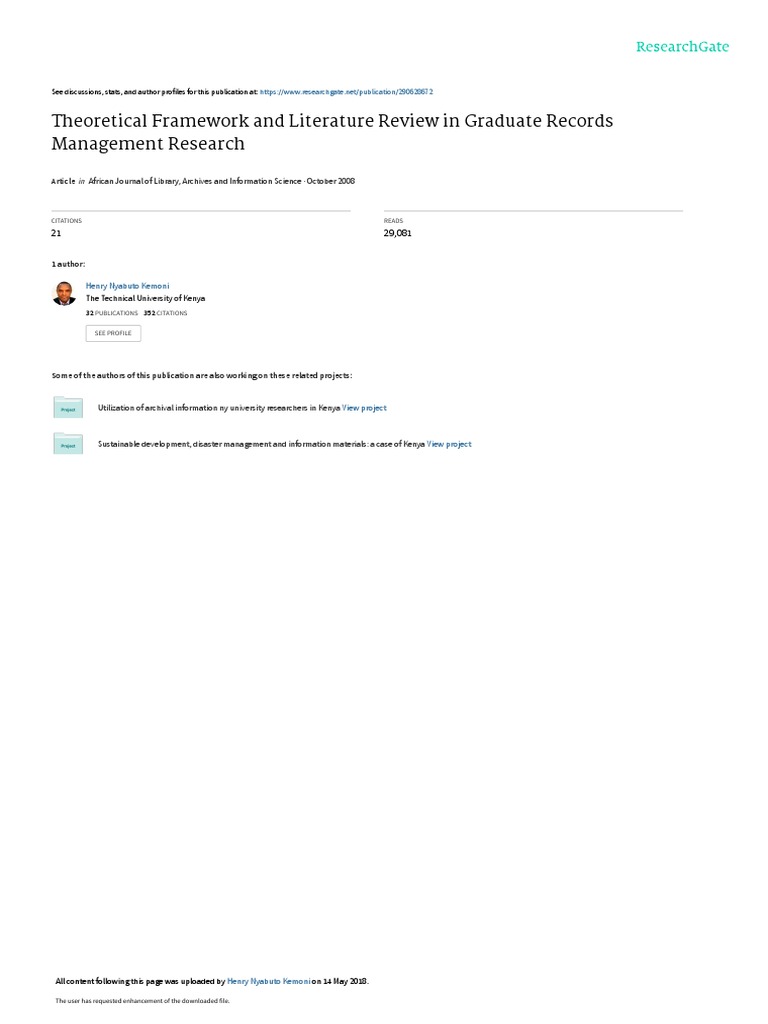Framework for Graduate Records Management | PDF