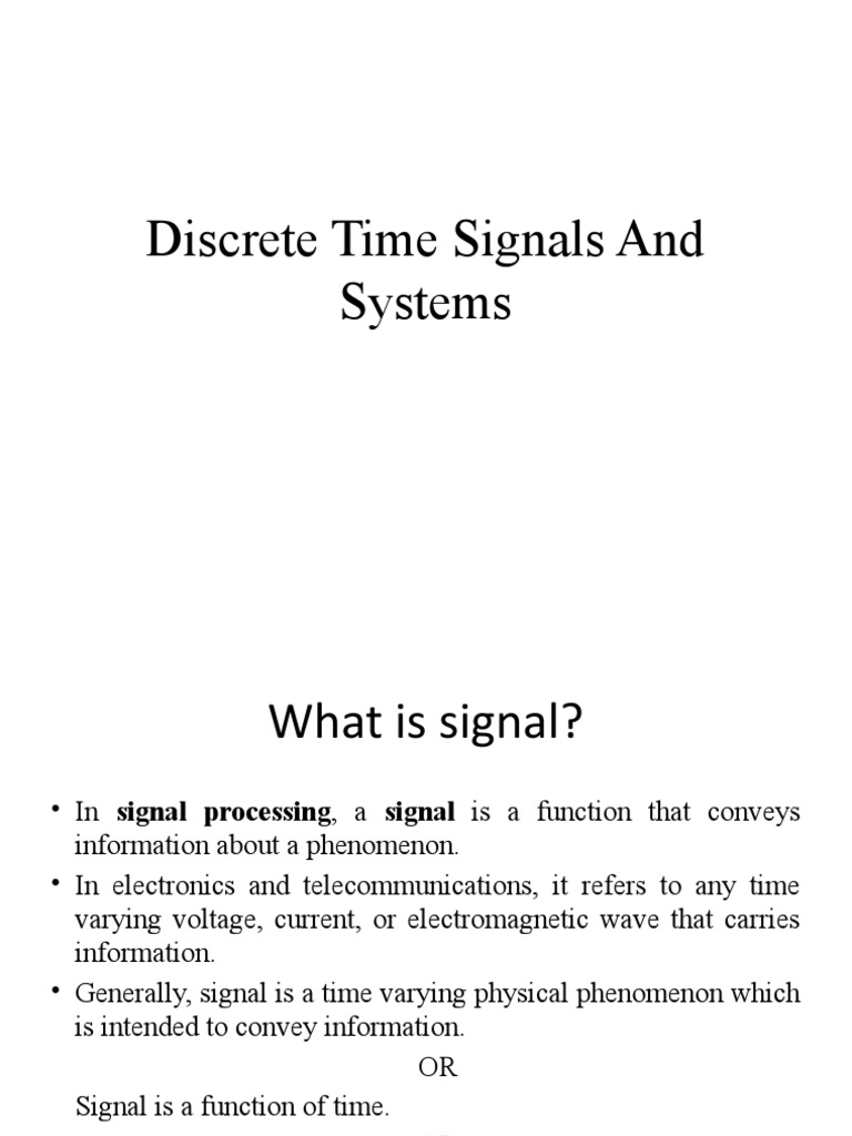 Unit 1 - Discrete Time Signals and Systems | PDF | Analog To Digital ...