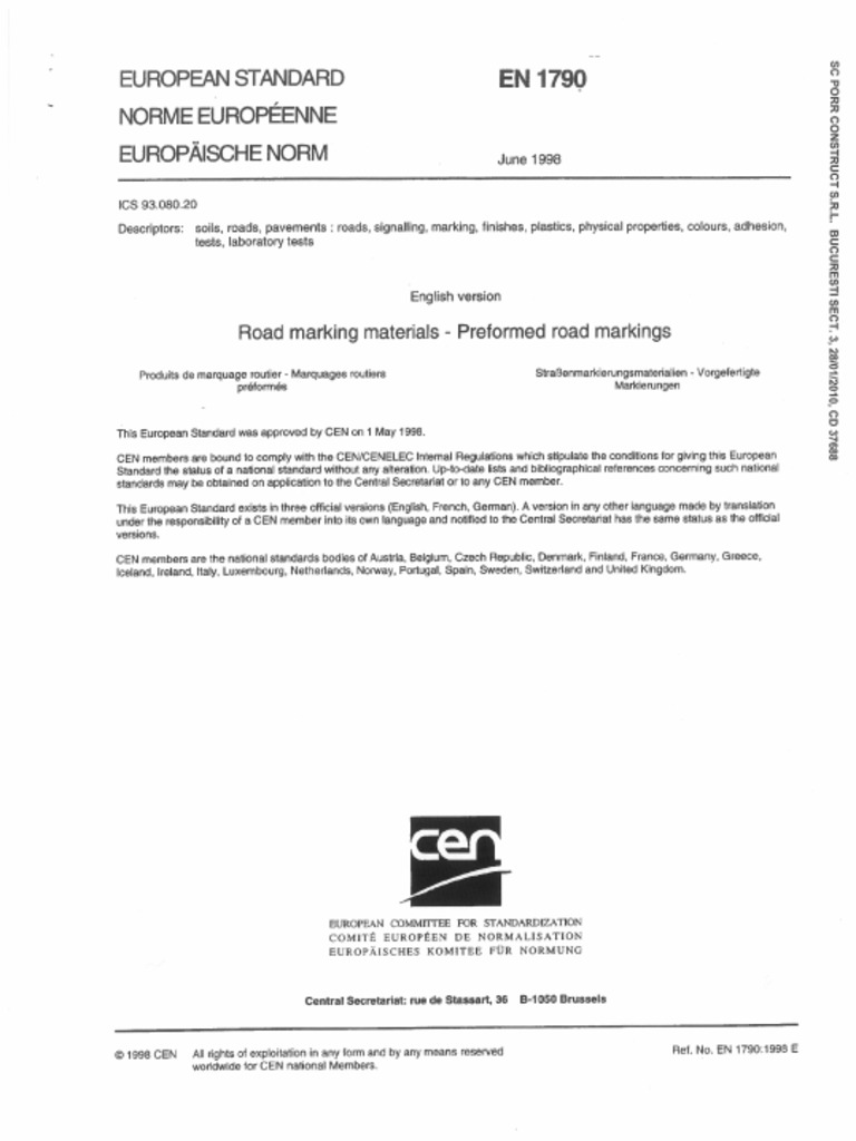 EN 1790 - Road Marking Materials | PDF
