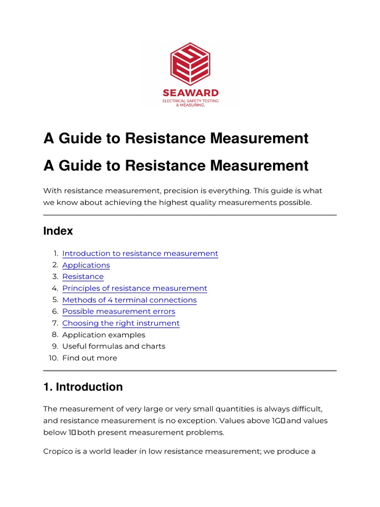 Kelvin 4-Wire Resistance Measurement Guide | PDF | Electrical ...