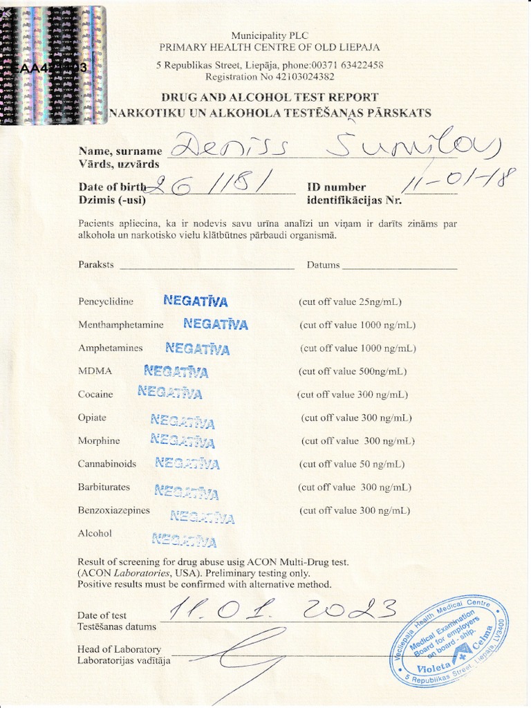 Drug & Alcohol Test | PDF
