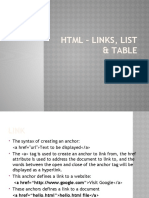 Lecture 3 - HTML - Links Table & List