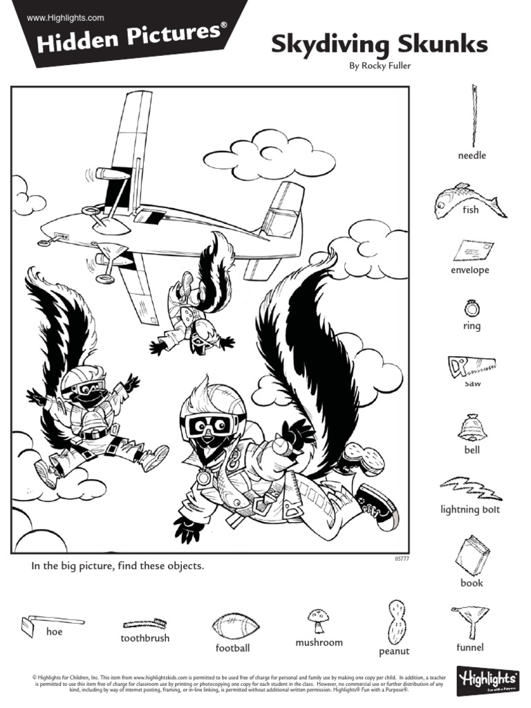 Hidden picture skunks pdf