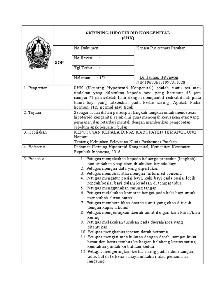 Sop SHK | PDF