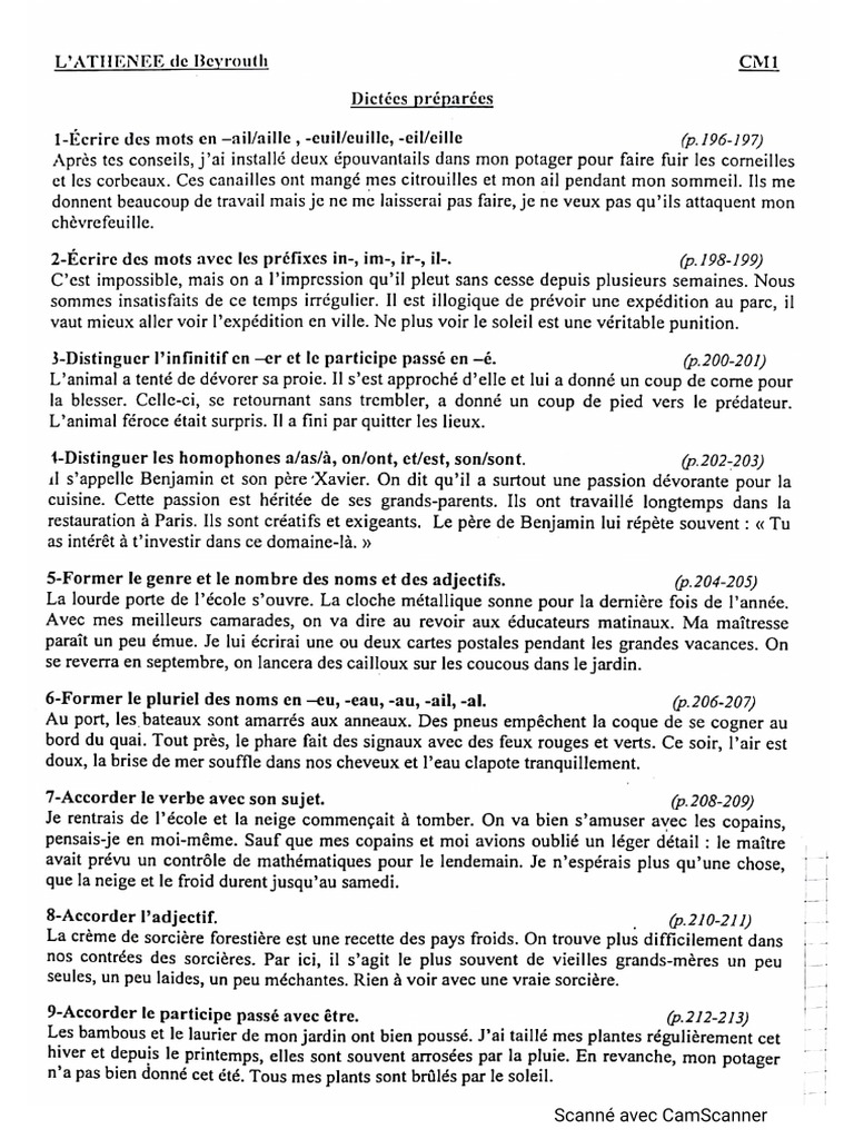 Dictées Préparées - CM1 | PDF