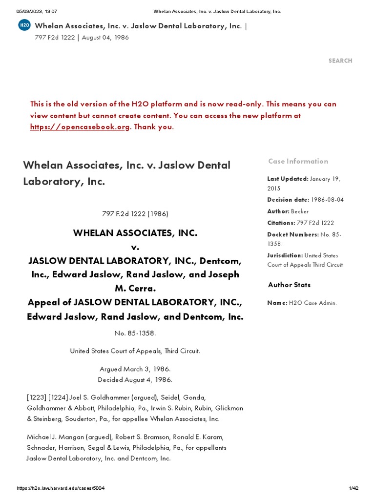 04 Whelan Associates, Inc. v. Jaslow Dental Laboratory, Inc PDF
