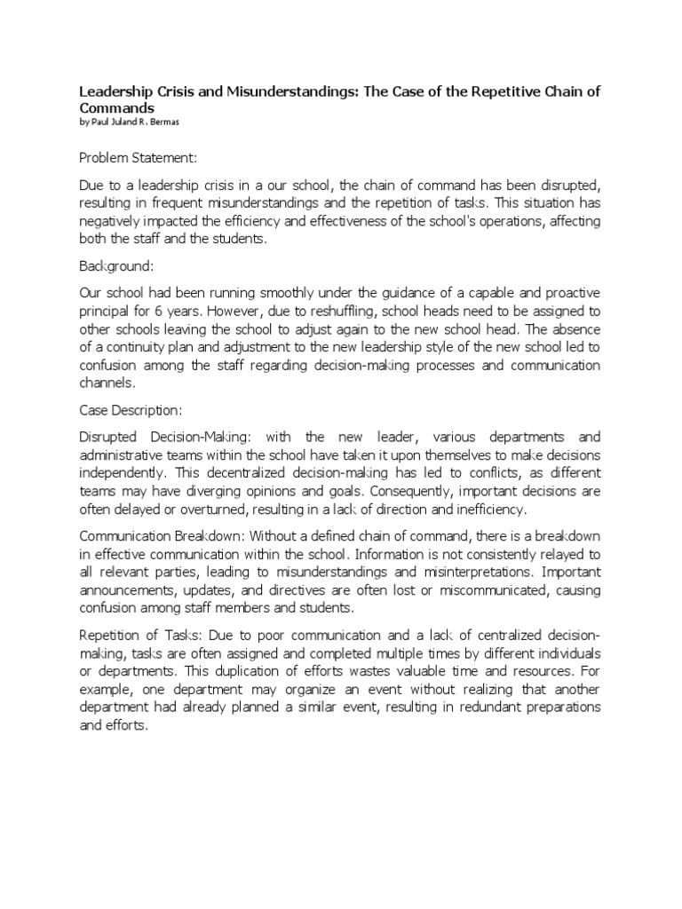 Leadership Crisis and Misunderstandings PDF