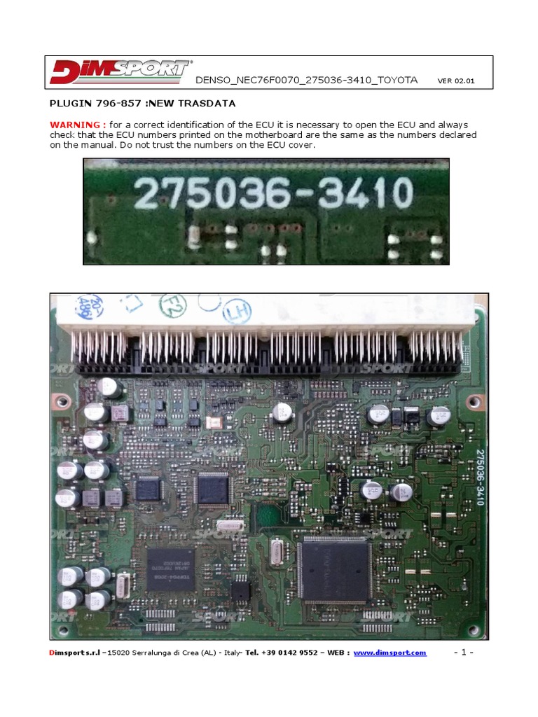 NT Denso Nec76f0070 275036-3410 Toyota 1033 | PDF | Computing