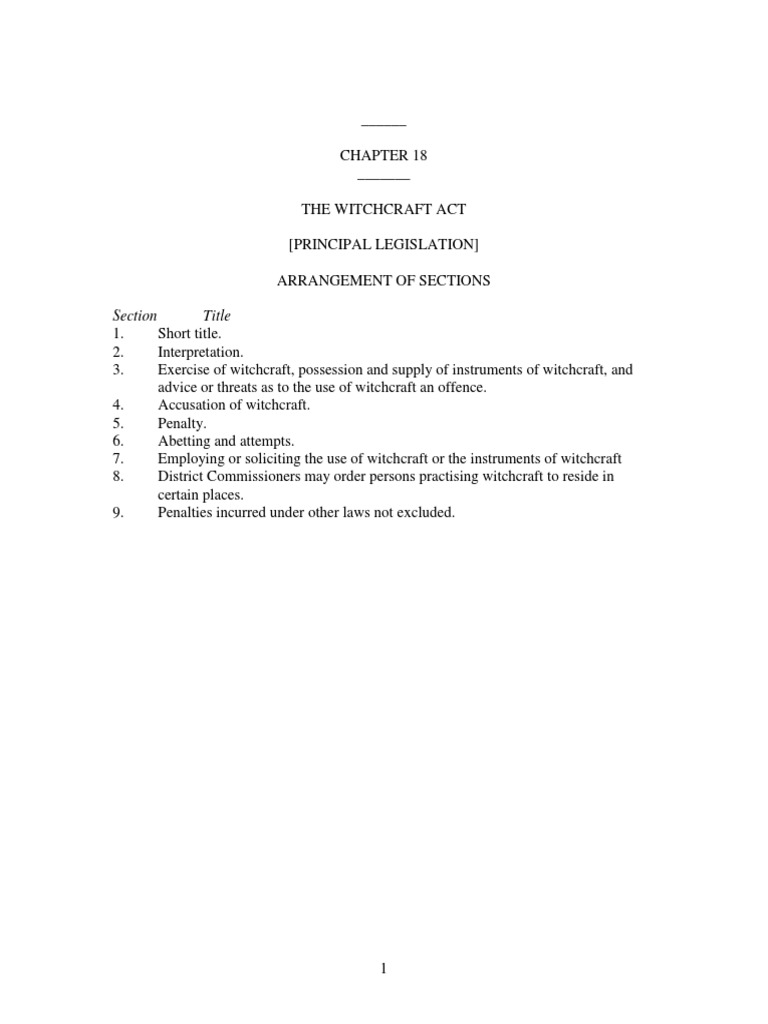 Chapter 18 Witchcraft Act, 1998 PDF Witchcraft Crimes