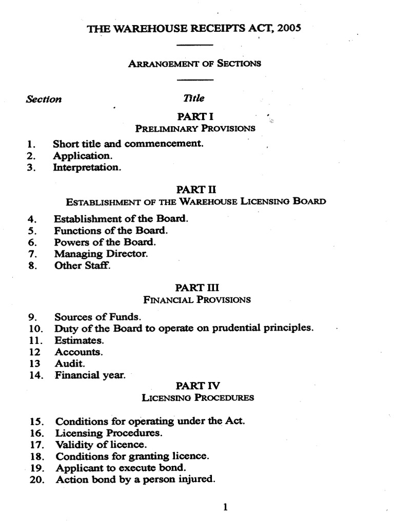 No. 10 of 2005 The Warehouse Receipts Act PDF