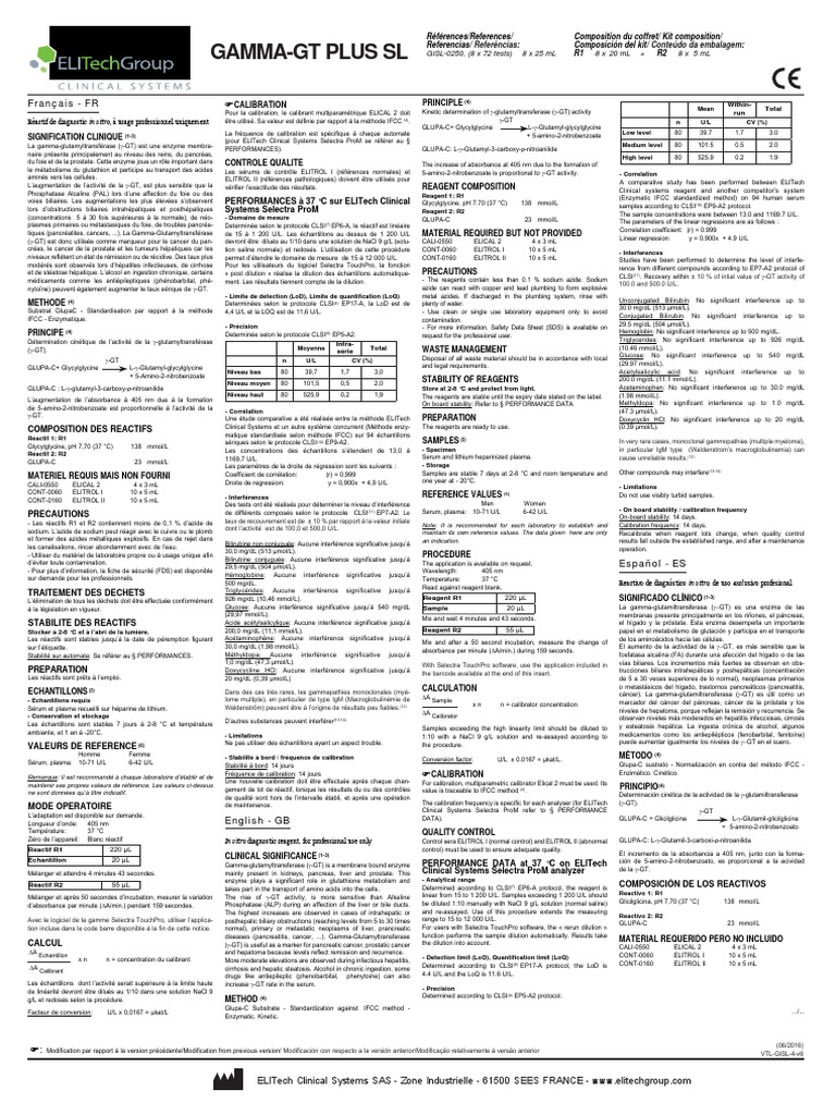 GammaGT Enzyme et Interprétation PDF Chimie Spécialités médicales — free download