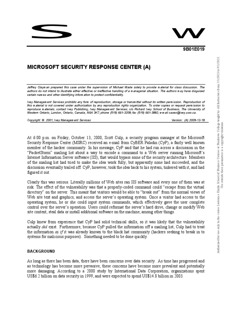 S23 comp 6049 module 9 microsoft security response centre a