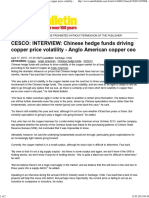 CESCO - INTERVIEW - Chinese Hedge Funds Driving Copper Price Volatility