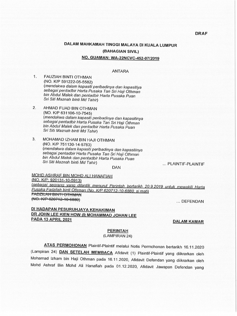 DRAFT Order 2021 04 13 | PDF