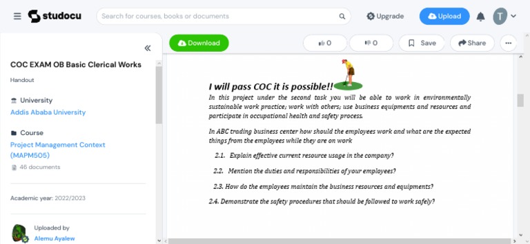 COC EXAM OB Basic Clerical Works - COC EXAM On BASIC CLERICAL WORKS ...