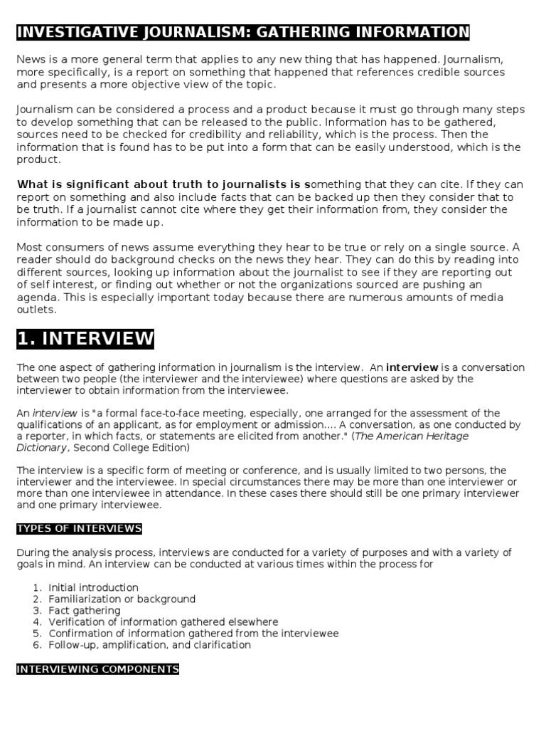 Investigative Journalism: Information Gathering | PDF | Press Release ...