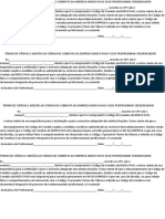 Termo de Ciência e Adesão Ao Código de Conduta Da Empresa Nosso Pao e Seus Profissionais Credenciados