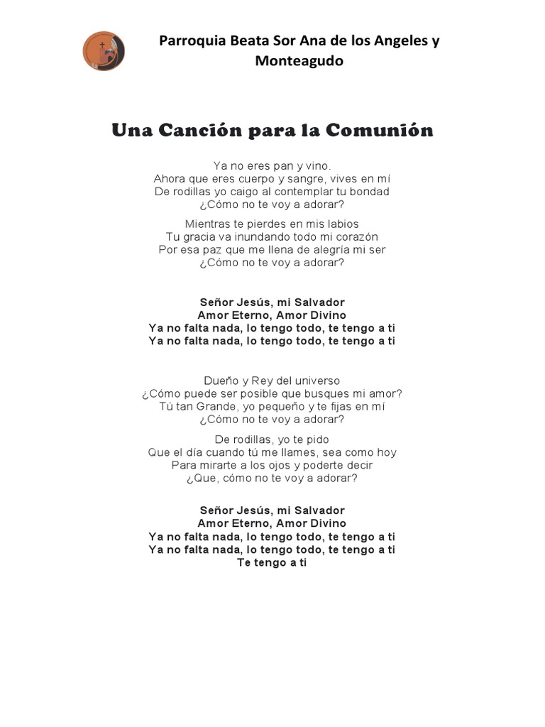 Canción para la Comunión: Letra y Canto | PDF